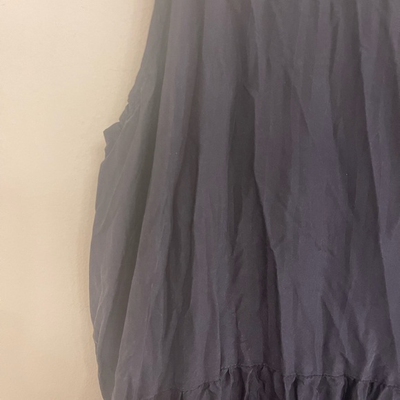 Eileen Fisher Old Money Silk Pleated Layered Charcoal Sleeveless Maxi Dress - Picture 5 of 9